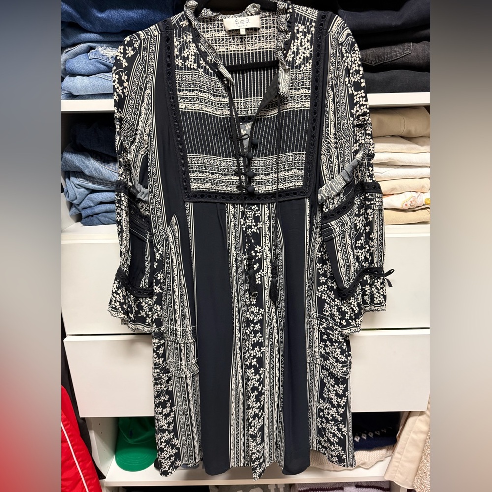 Sea New York Black & White Printed Boho Tunic